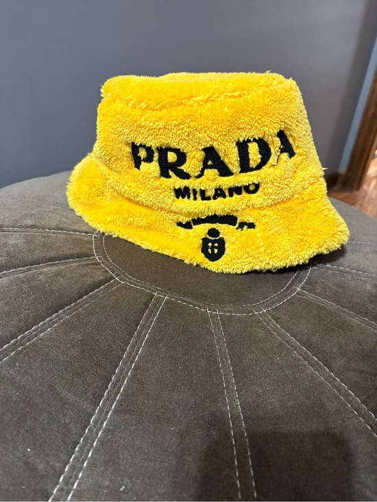 Prada Accessories - PRADA  Yellow Bucket Hat - Milano Logo